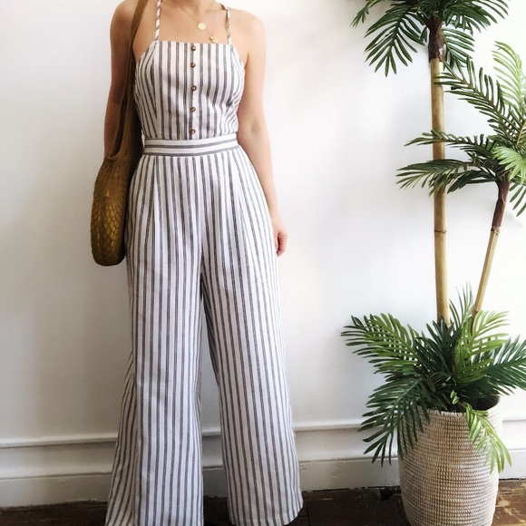 Last 1✨Parker Striped Open Back Jumpsuit - Picture 2 of 8
